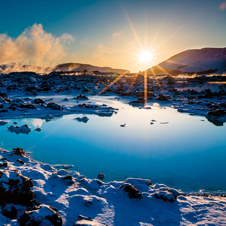 The Blue Lagoon in Iceland at sunrise The Blue Lagoon in Iceland at sunrise